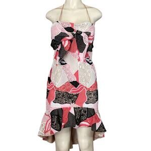L'atiste Sealed With A Kiss Dress High Low Crochet Lace Halter Size Large NWT